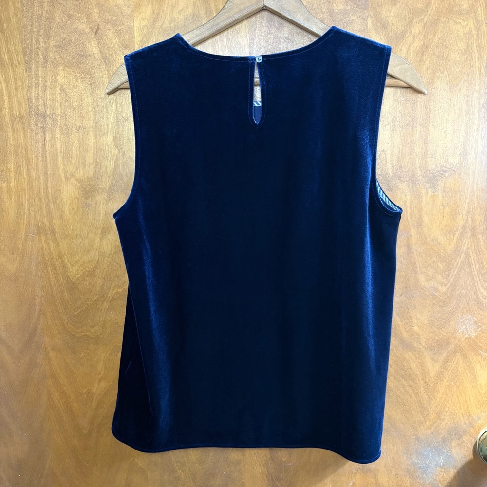 Vineyard Vines Navy Blue Velvet Sleeveless Shell Blouse Top NWT Formal Office - Picture 2 of 12